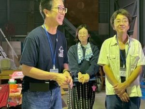 大道具ワークショップでの団長・三井さん・高橋さん